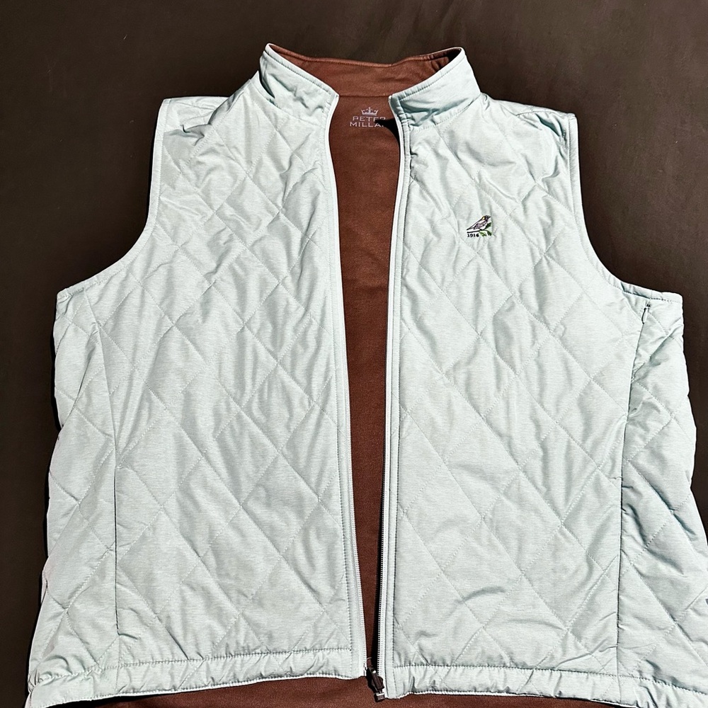 Peter Millar Reversible Mint Green/Brown Quilted Vest